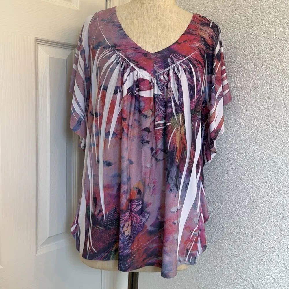 Y2k Suzie in the city graphic burnout butterfly blouse